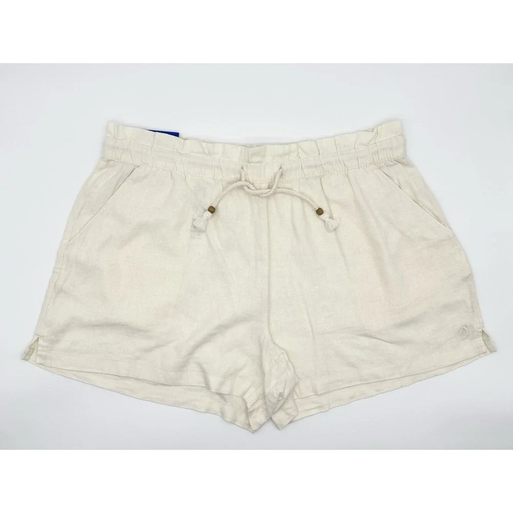 Hang Ten Women's Linen Blend Short, Cream, Size L
